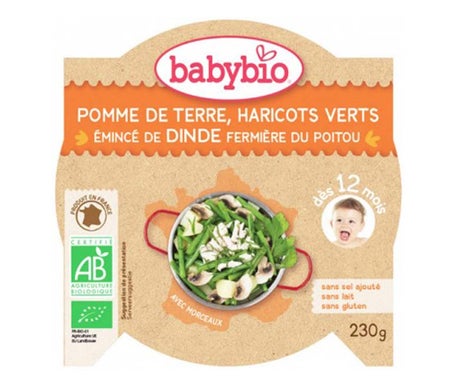 Babybio Vegetales Orgánicos y Plato de Pavo en 12 meses 230g