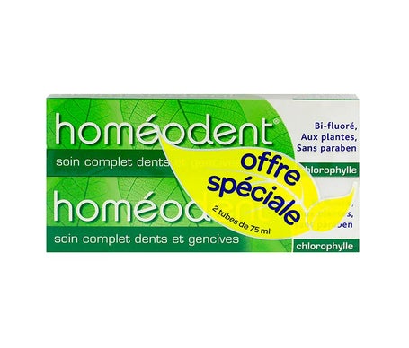 Homeodent Pasta dentífrica completa para el cuidado de los dientes y las encías con clorofila 2x75ml