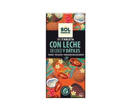 Solnatural Vegan Chocolate With Coconut Milk and Bio Dates 70g