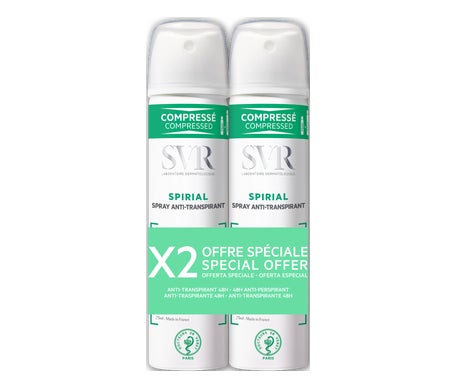 SVR Spirial Spray Desodorante Antitranspirante Intenso 48H 2x75ml