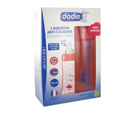 Dodie Biberones anticólicos +6m rosa 2x330ml