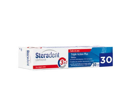 Steradent Limpiador Triple Acción Plus 30comp