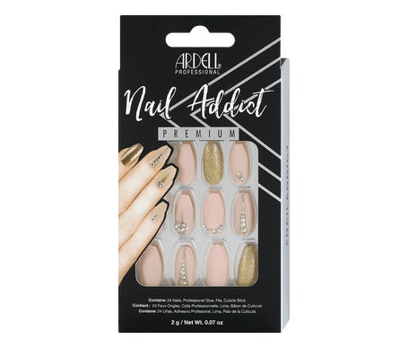 Ardell Set Nail Addict Premium Uñas Postizas Nude Jeweled 1ud