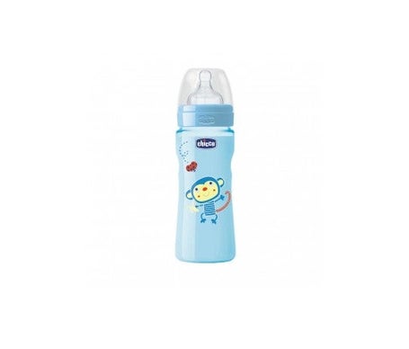 Chicco Biberón Silicona 330ml Azul Flujo Rapido 4m+