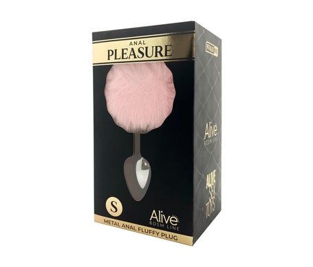 Alive Anal Pleasure Plug Liso Metal Pompón Rosa Talla S 1ud