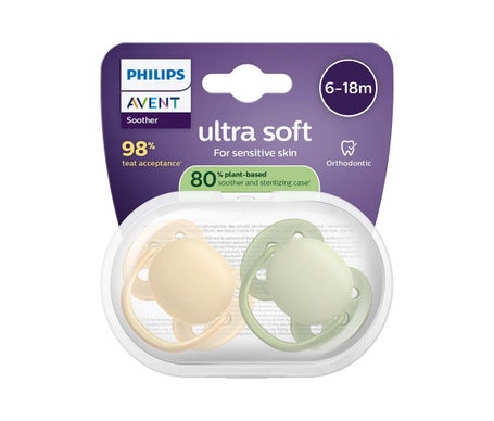 Philips Avent Ultra Soft Chupete Eco 6-18M Beig Green 2uds