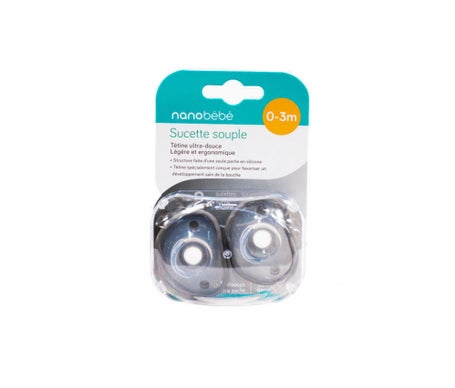 Chupete suave Nano Baby Gris 0-3M X2