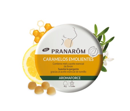 Pranarôm Aromaforce Caramelos Emolientes Miel y Limón BIO 45g