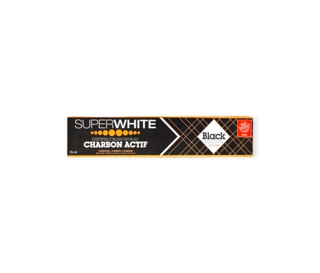 Super WhitePasta de dientes blanca con Black Edition Carbón activado 75ml