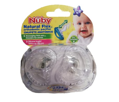 Chupete Tetina Silicona Redonda Nuby Natural Flex Orthodontic 0-