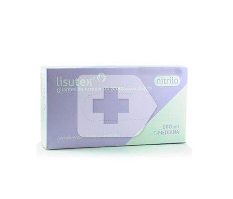 Lisutex guantes de nitrilo sin polvo talla mediana 100uds
