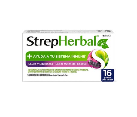 StrepHerbal Saúco y Equinácea Sabor Frutas del Bosque 16comp