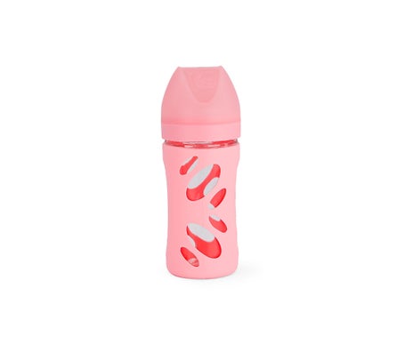 Twistshake Glass Baby Bottle 260ml pastel pink - Biberones