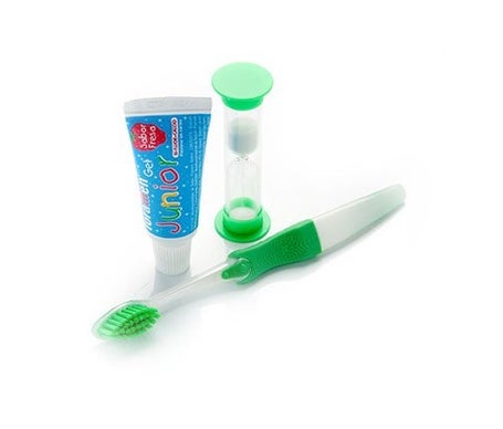 Foradent Kit dental infantil cepillo + gel flúor + reloj