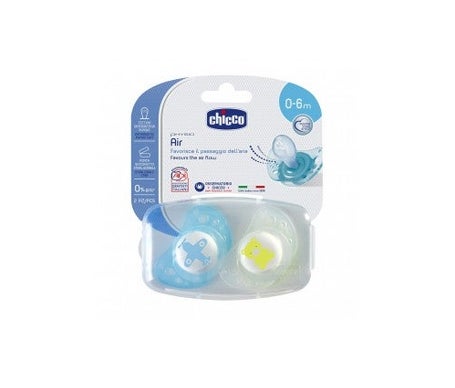 Chicco Chupete Silicona Physio Air 0-6 M+ Azul 2uds