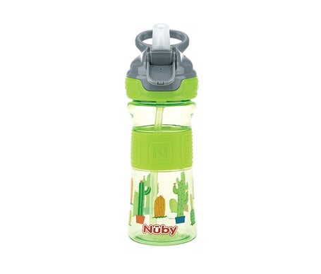 Nuby Taza Flip-It Caño Suave 360ml Verde Gris 3 Años+ 1ud