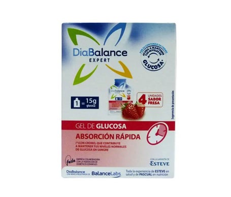 DiaBalance Expert gel glucosa absorción rápida fresa 4 sobres