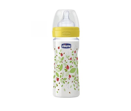 Chicco Biberón Amarillo Tetina Silicona Flujo Medio250ml