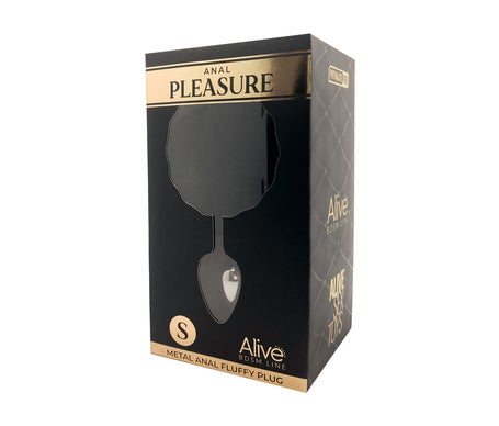 Alive Anal Pleasure Plug Liso Metal Pompón Negro Talla S 1ud