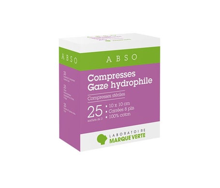 Abso Compresse Stérile Gaze Hydrophile 10x10cm 25 Sobres