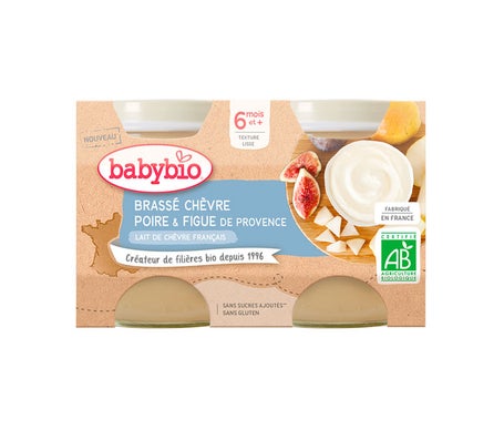 BabyBio Brassé Chèvre, Poire, Figue 2 x 130g