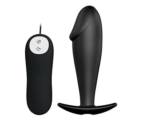 Pretty Love Plug Anal Silicona Forma Pene 12 Modos Vibración Negro 1ud