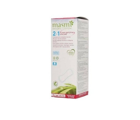 Masmi 2 en 1 Protegeslips Maxi Plus-compresa Ultrafina Puro Algodón