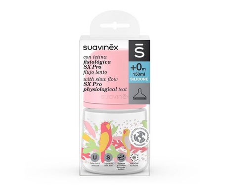 Suavinex Biberón Prints Fisiológico Sx Pro Silicona Lento +0M 150ml 1ud