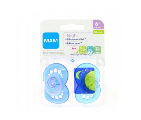 Mam Night Chupete Silicona +6m 2u Azul