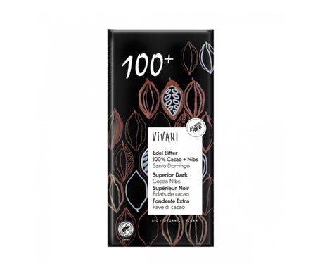 Vivani Chocolate Negro 100% con Nibs Cacao Bio 80g | Natural Doctor