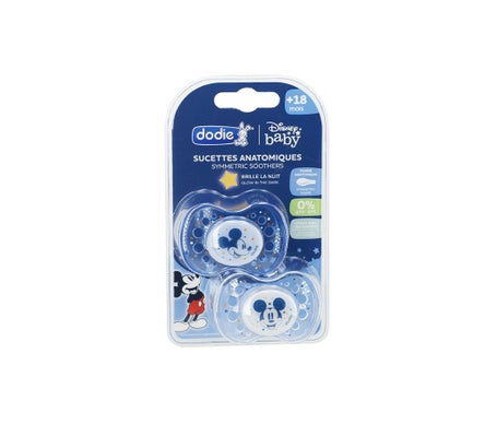 Dodie Chupete Anatómico SIlicona Mickey Noche +18m nº75 2uds