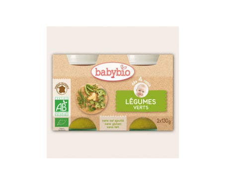 Babybio Vegetales Verdes Orgánicos en 4 Meses 2x130g