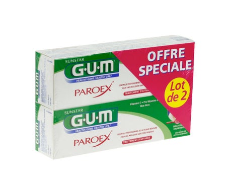Goma de mascar Paroex Gel dentífrico Set de 2 x 75 ml