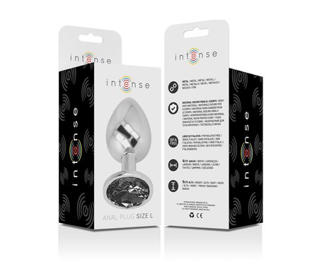 Intense Plug Anal Metal con Cristal Negro Talla L 1ud