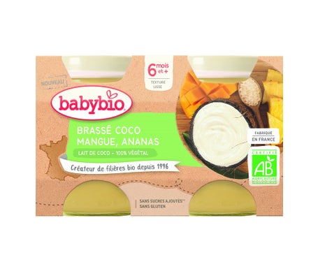 BabyBio Brassé Coco, Mangue, Ananas 2 x 130g