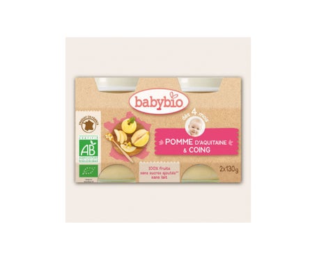 Tarro de Manzana Orgánico Babybio para Membrillo en 4 meses 2x130g