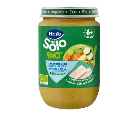 Hero Solo Bio Zanahorias con Guisantes y Merluza +6M 190 g