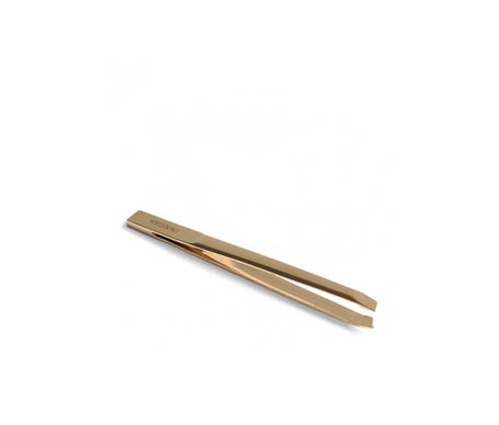 Pinzas Innoxa Pinzas de acero inoxidable bañadas en oro, mango sesgado de 9,6 cm