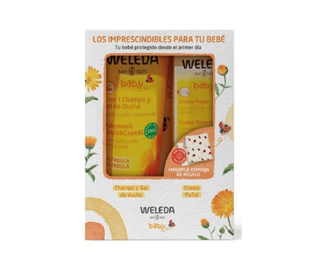 Weleda Bebé Pack Champú y Gel Ducha + Crema Pañal + Manopla