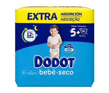 Dodot Pañales Bebé Seco Extra Talla 5+ 12-17kg 56uds