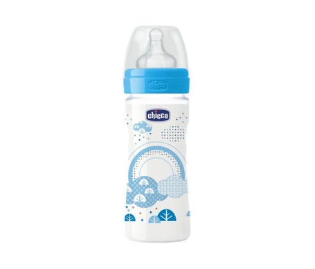 Chicco Biberón Azul Tetina Silicona Flujo Medio250ml