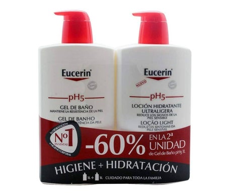 Eucerin Duplo Loción Hidratante Ultraligera 1L + Gel de Baño 1L