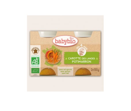 Babybio Pequeñas Macetas Potimarron Zanahoria Bio ds 4 meses 2 x130g