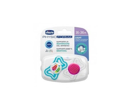 Chicco Chupete Silicona Physio Light Ortodontico Rosa 16-36 M 2 U