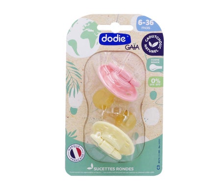 Dodie Gaia Pack Chupetes Redonda Goma 6-36m Rosa 2uds