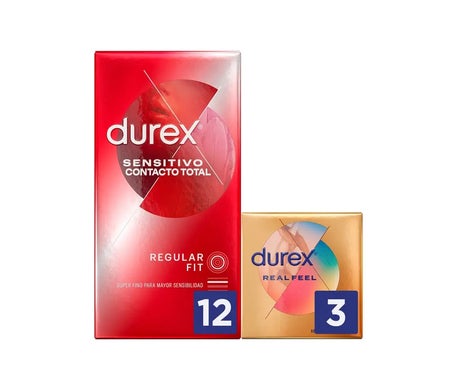 Durex Sensitivo Contacto Total 12uds + Durex Real Feel 3uds