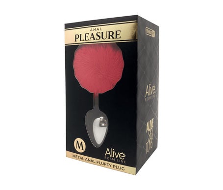 Alive Anal Pleasure Plug Liso Metal Pompón Rojo Talla M 1ud