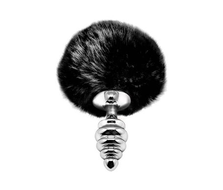 Alive Anal Pleasure Plug Espiral Metal Pompón Negro Talla S 1ud