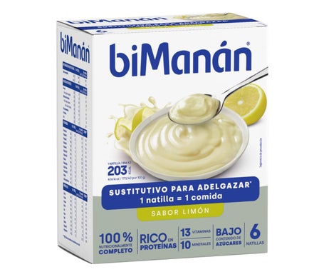 biManán Natillas Sustitutivas Sabor Limón 6uds
