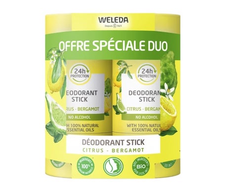 Weleda Desodorante Stick 24H Citrus Bergamota 2x50g